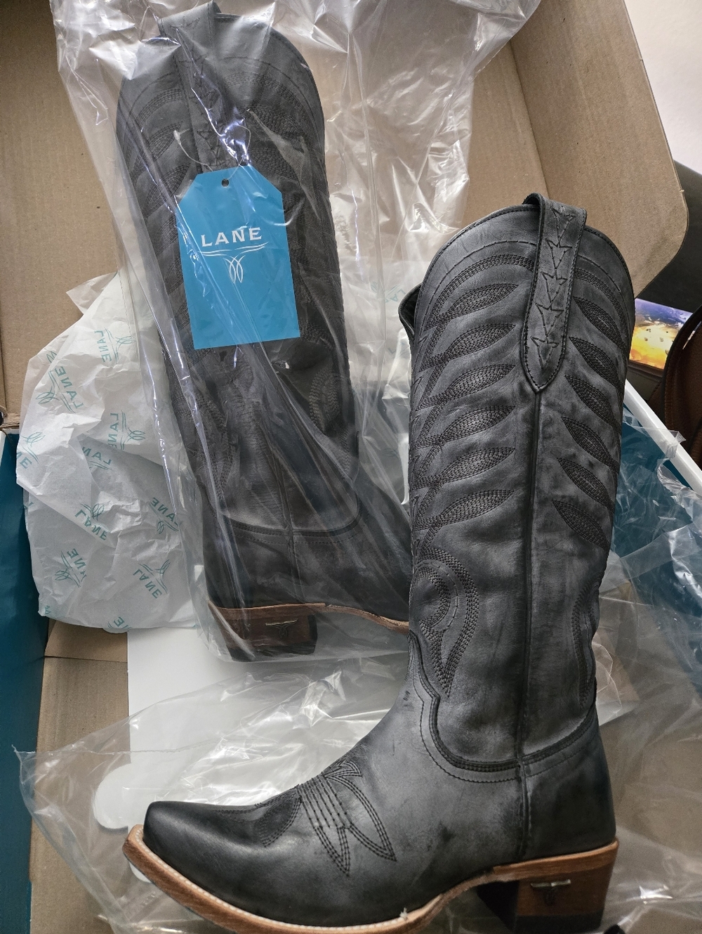 Lane Black Over-the-Knee Western Boots for Women